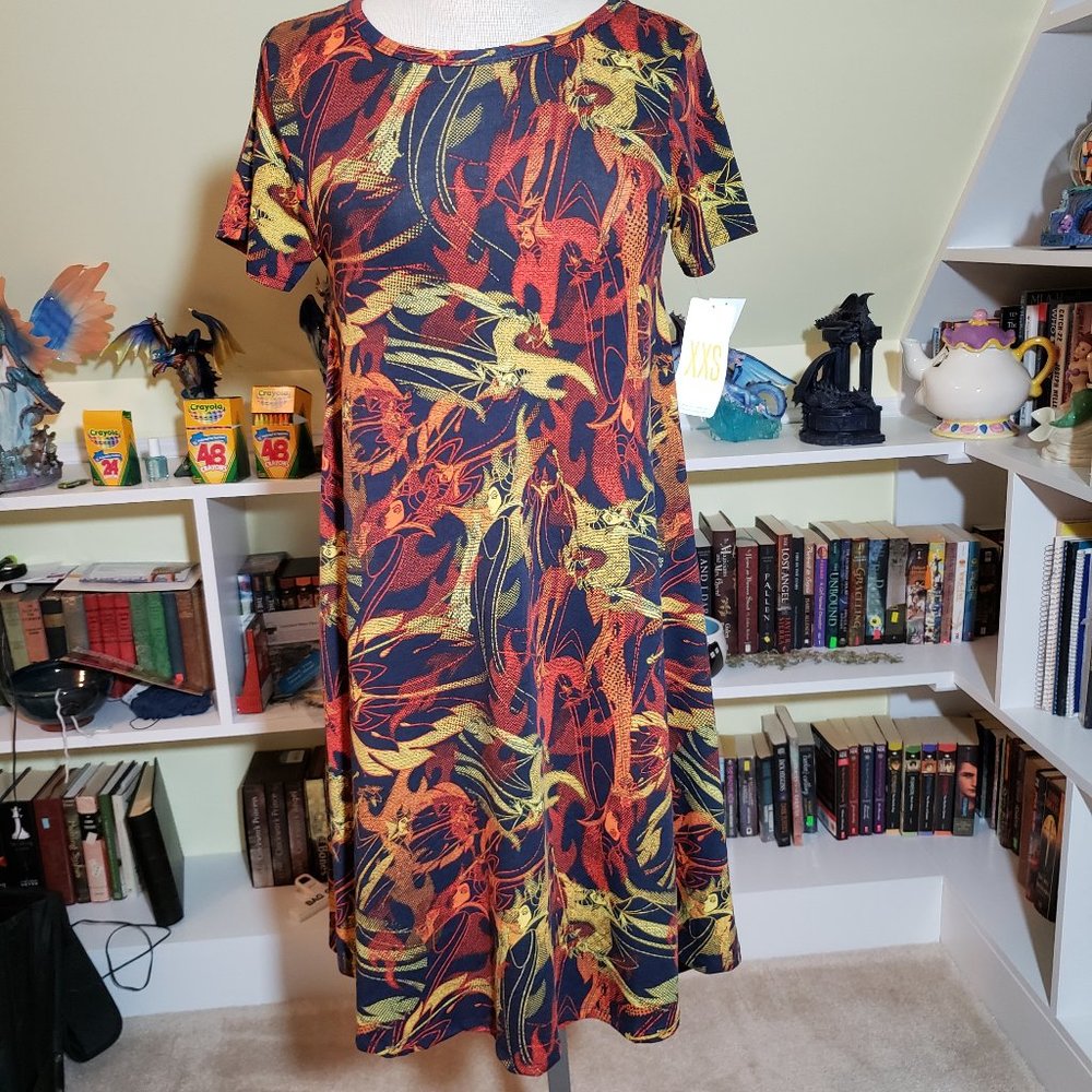Lularoe Disney Maleficent Carly XXS NWT no Pocket
